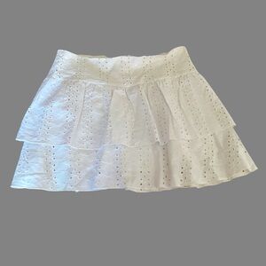 L. A. Hearts XS skirt mini white eyelet embroidered ruffle